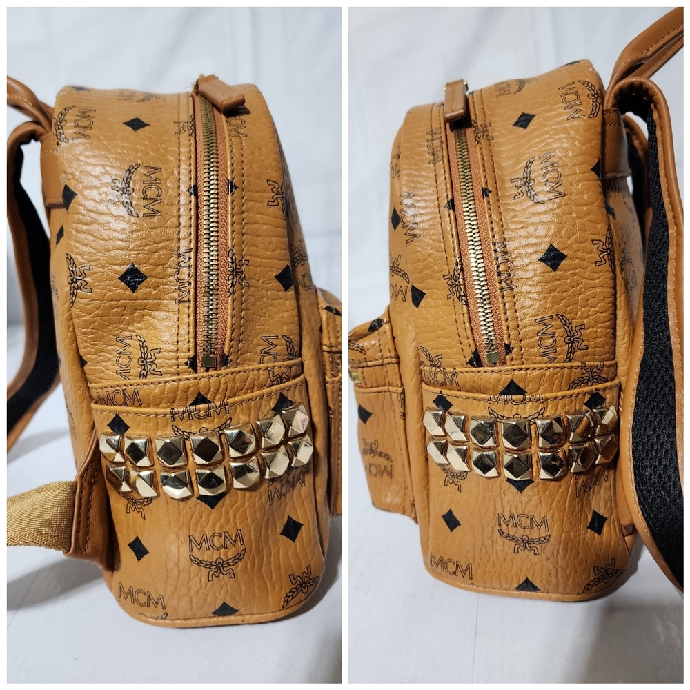 MCM Stark Side Studs Medium Backpack Brown - Picture 8 of 13
